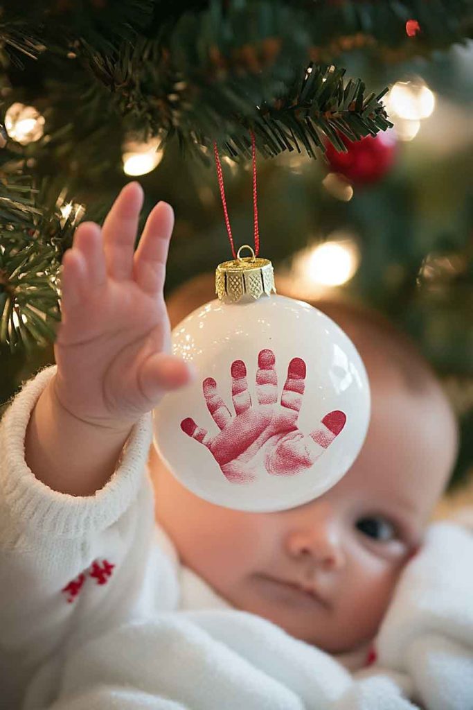 Baby's Handprint or Footprint Ornament Photo