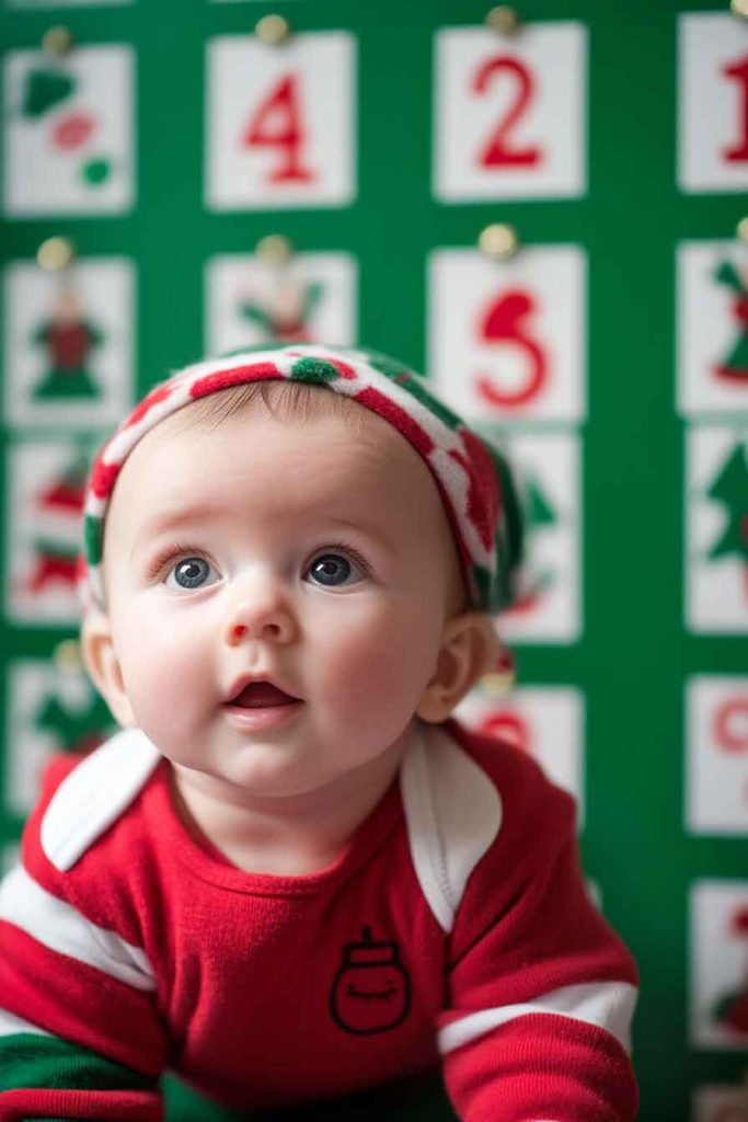 Baby in Front of Advent Calendar