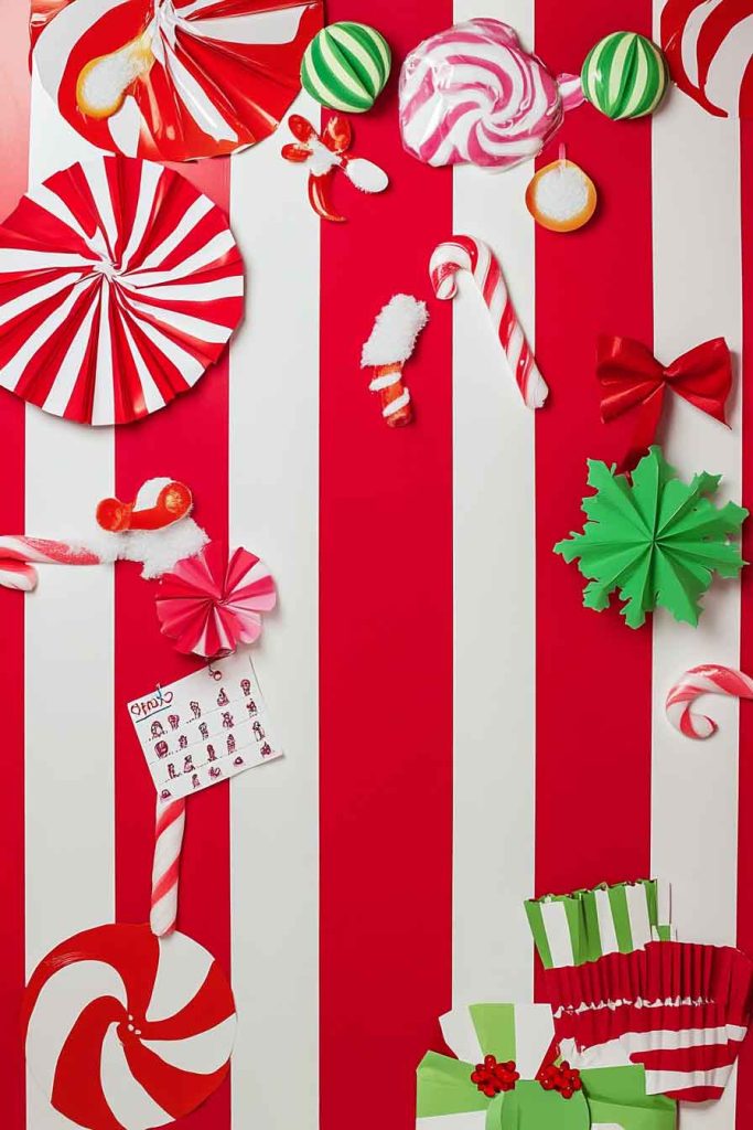 Whimsical Candy Cane Christmas Bulletin Board
