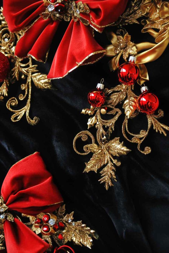 Glamorous Black, Gold, and Red Christmas Bulletin Board