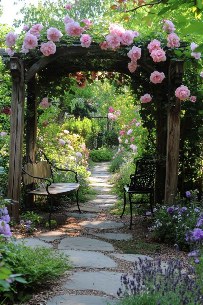 Enchanted Cottage Garden with Climbing Roses