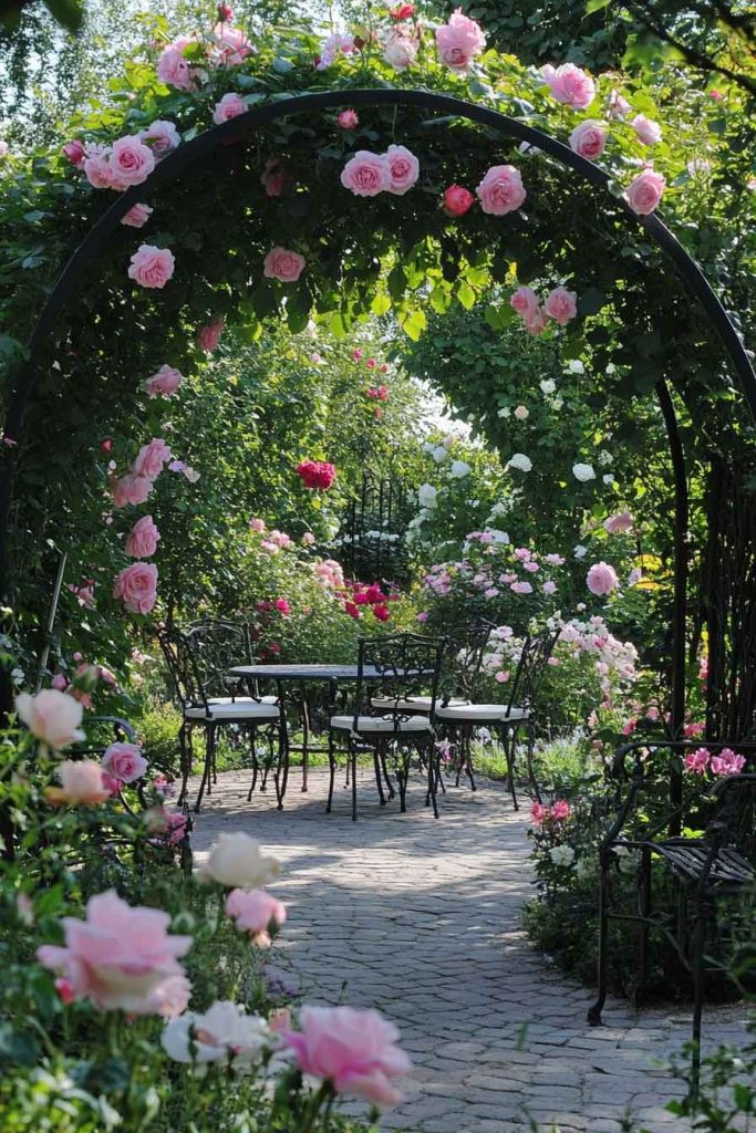Secret Rose Garden with Arched Trellis