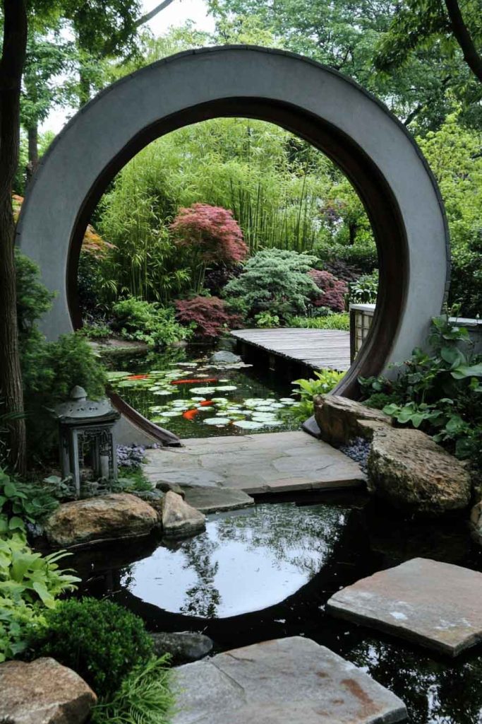 Asian-Inspired Garden with Moon Gate