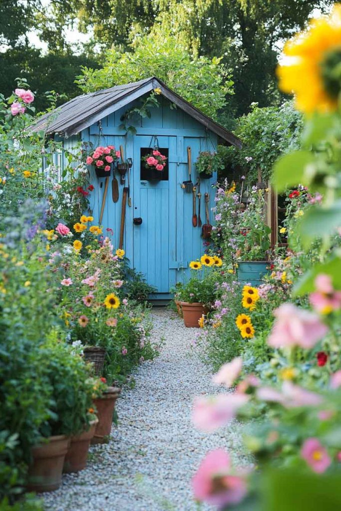 Cottage Garden with Hidden Potting Shed