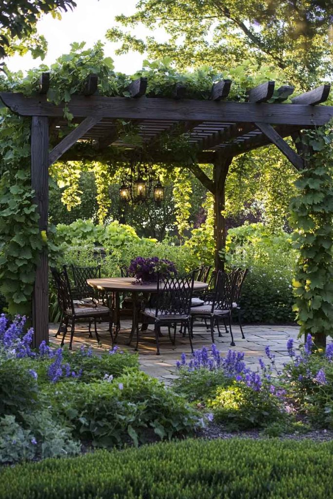 Secret Garden with Pergola and Grapevines