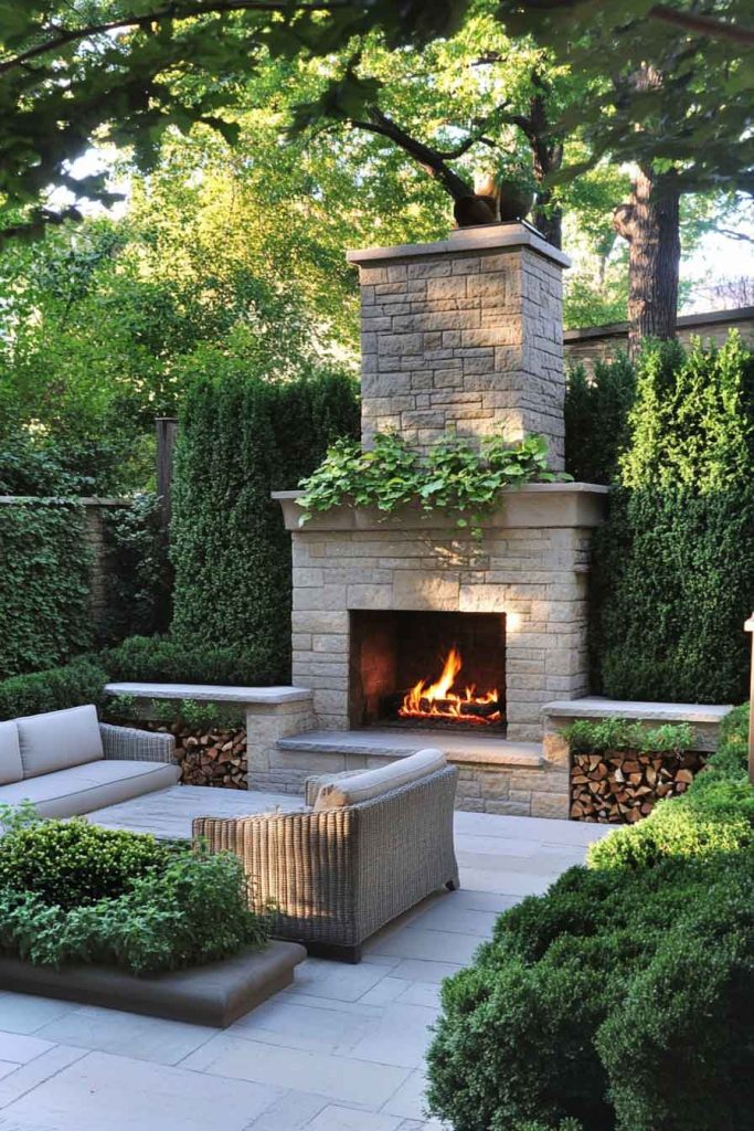 Secret Garden with Outdoor Fireplace