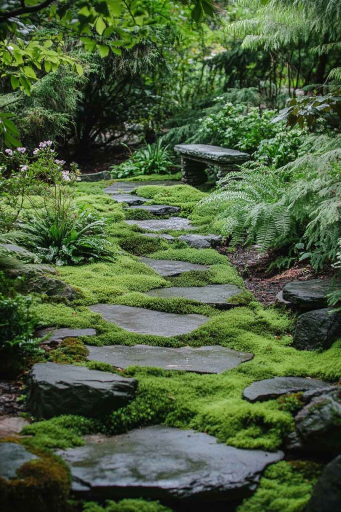 Secret Garden with Moss and Ferns
