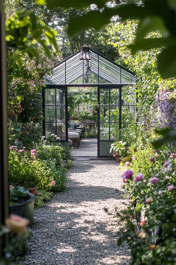  Secret Garden with Vintage Greenhouse