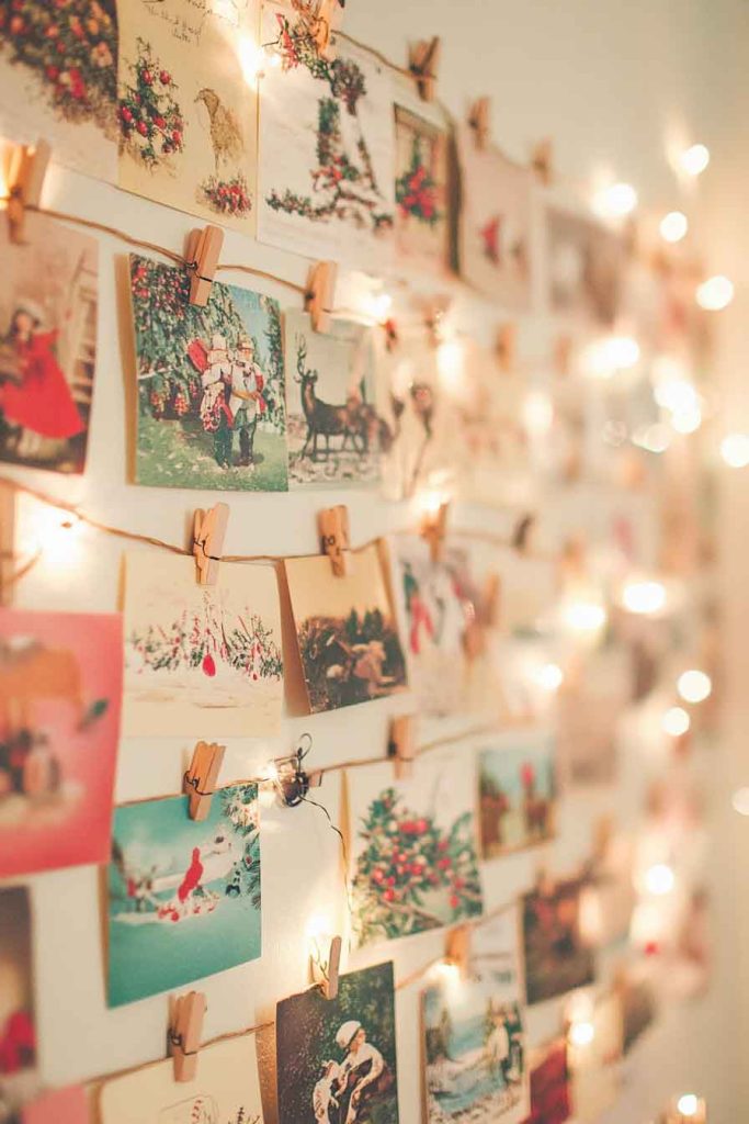 Vintage Christmas Card Display Wall