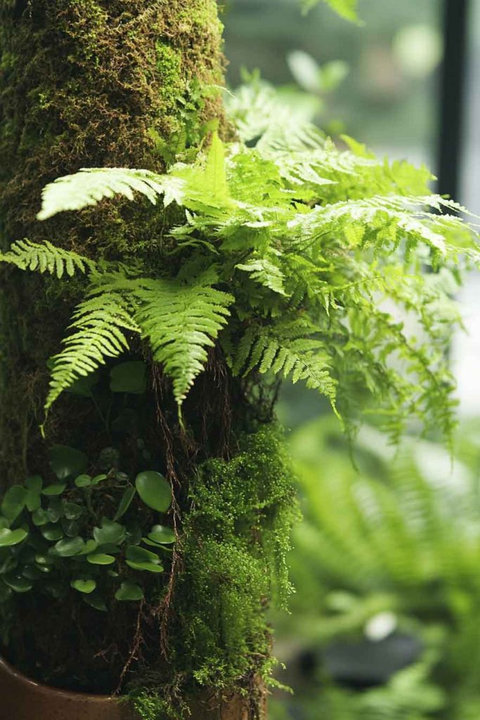 Climbing Fern on a Moss Pole Installation