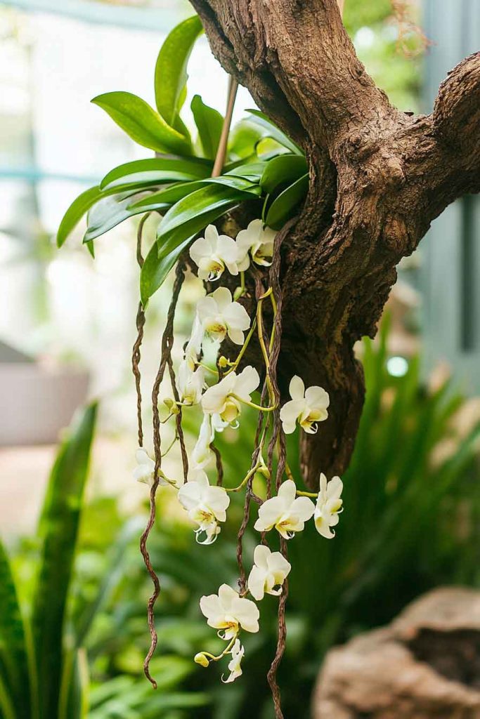 Vanilla Orchid Vine on a Tree Branch Support
