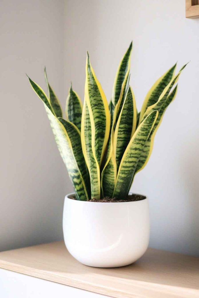 Snake Plant in Modern White Planter