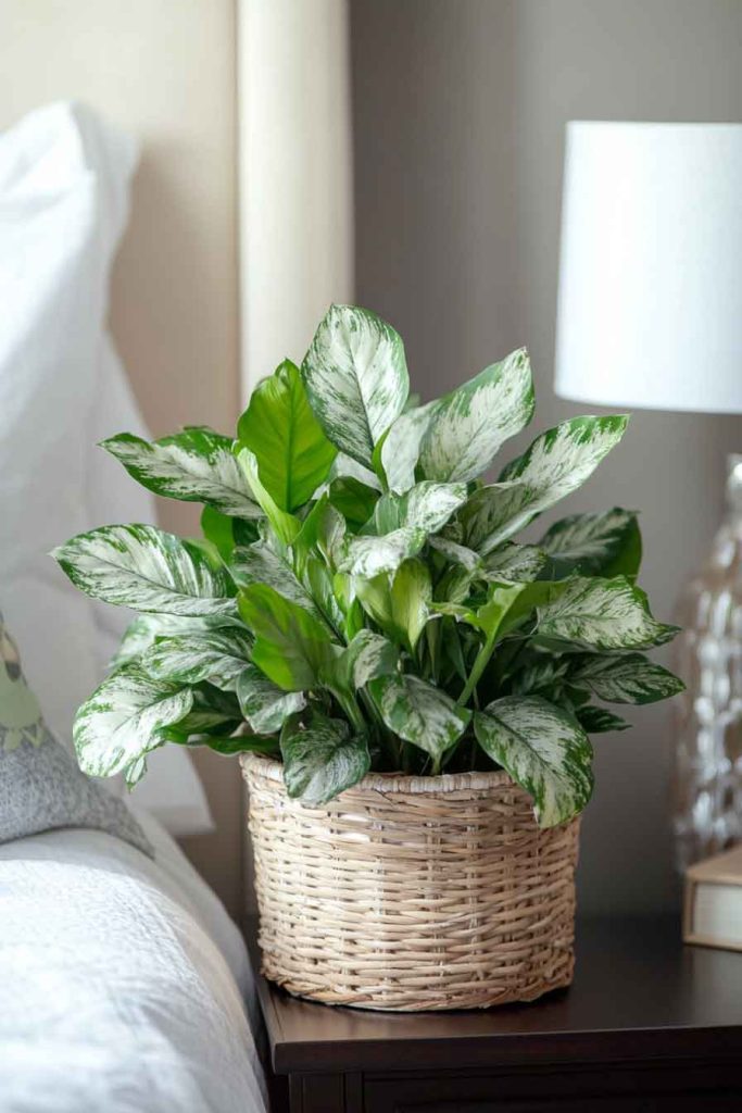 Chinese Evergreen in Woven Basket