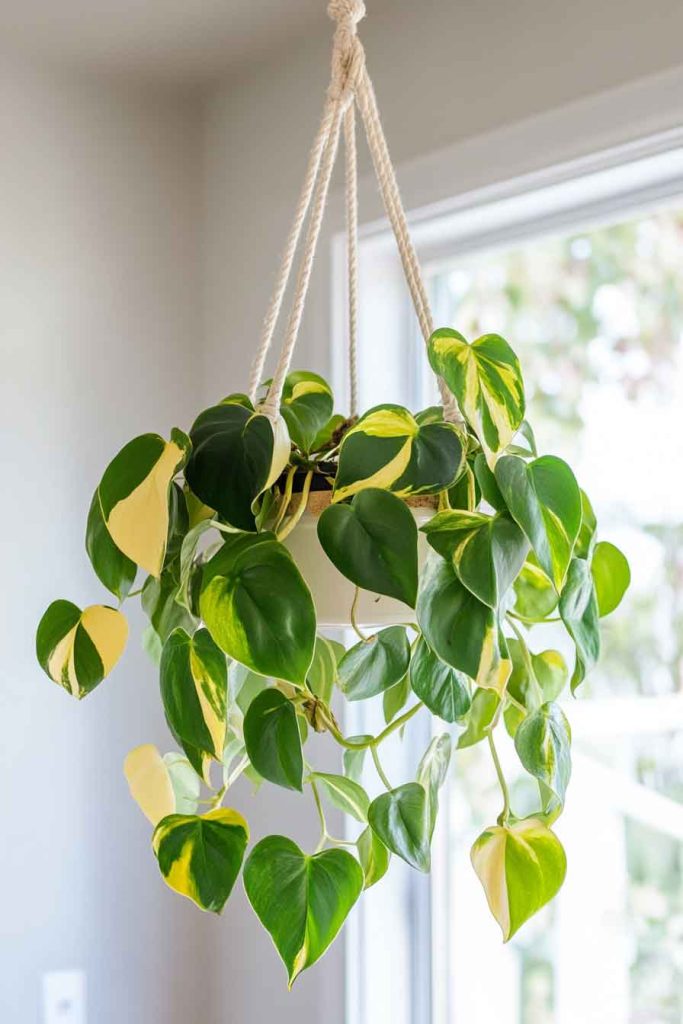 Philodendron Brasil on Macramé Hanger