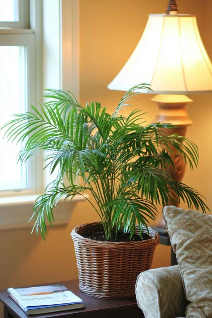 Parlor Palm in Wicker Basket