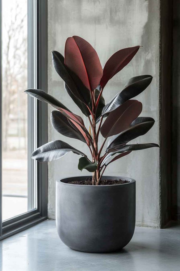 Rubber Plant in Modern Planter