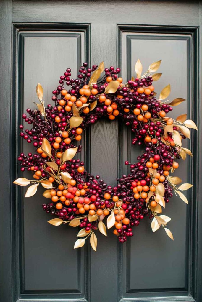 Bold Burgundy and Orange Berry Wreath