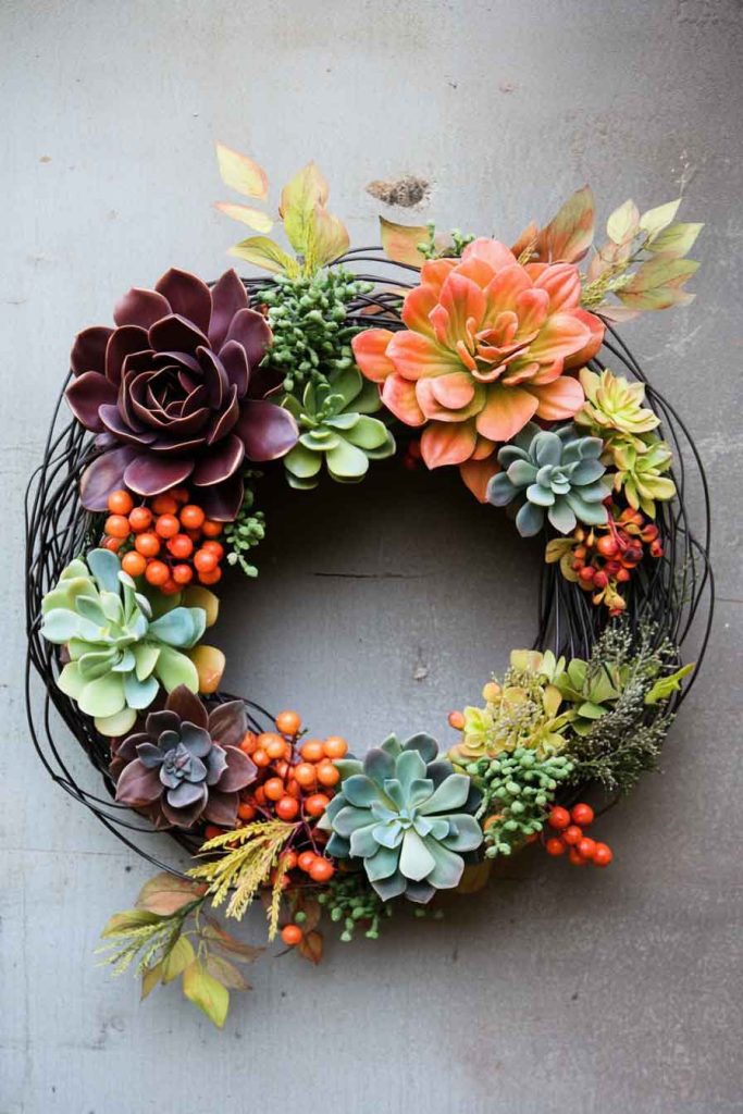 Modern Succulent Fall Wreath