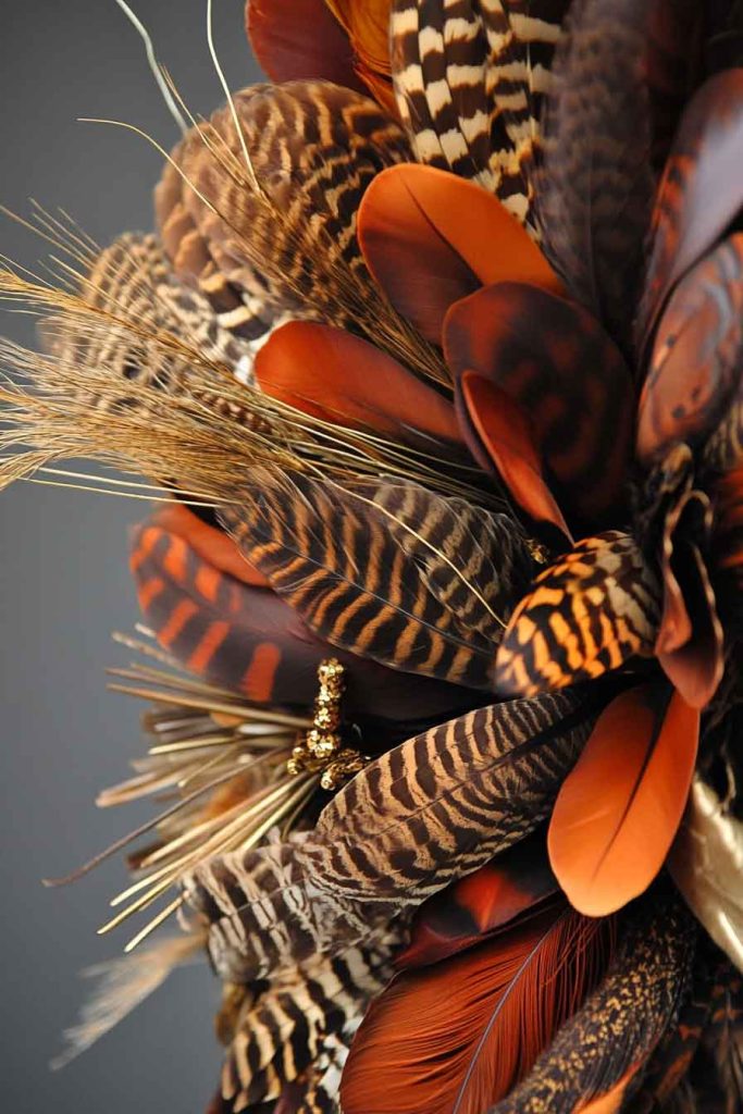 Elegant Feather Wreath with Autumn Tones
