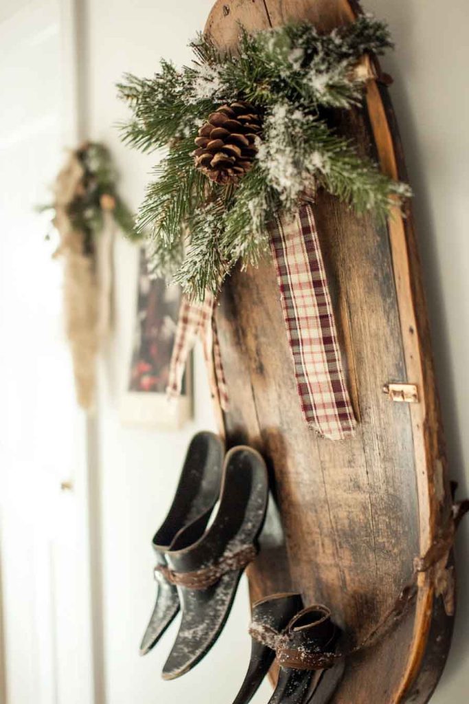 Vintage Sled and Skates Wall Display