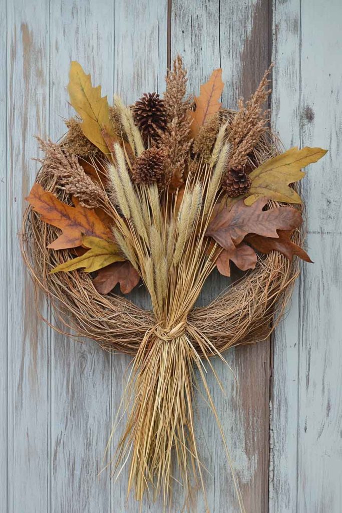 Rustic Cattail and Grass Wreath