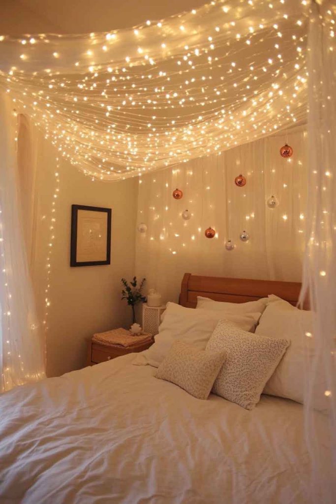 Fairy Light Canopy Wall Installation