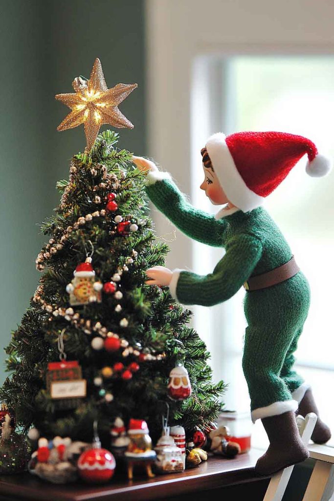 Decorating a Tiny Christmas Tree