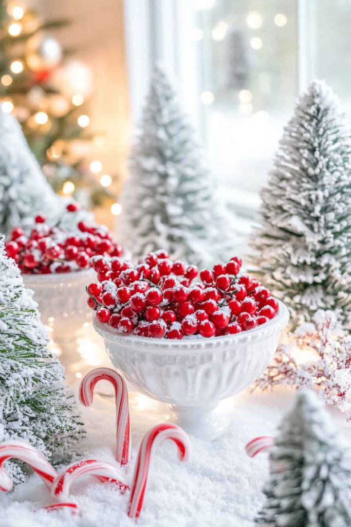 This image shows a cute and cozy cottage Christmas display