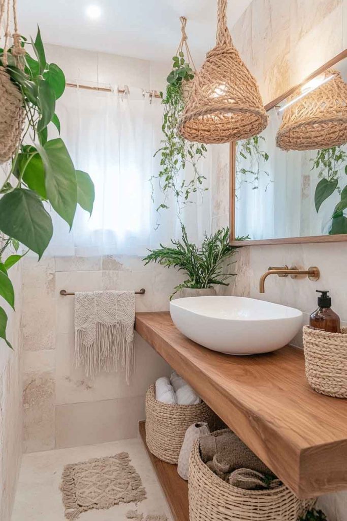 Natural Boho Bathroom with Stone Accents