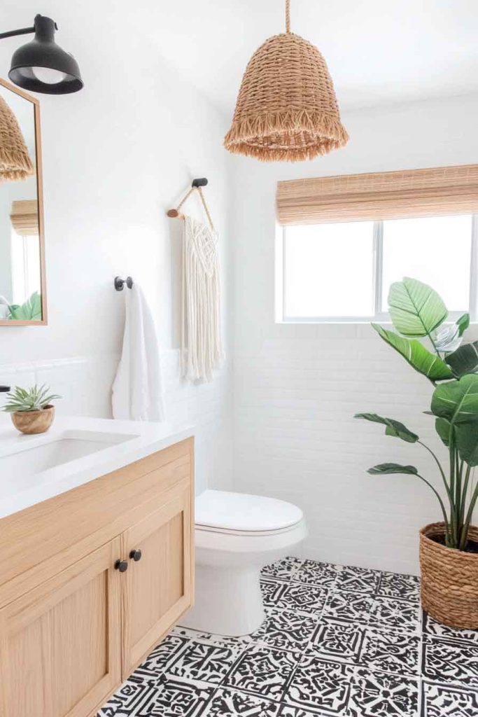 Minimalist Boho Bathroom with White Base