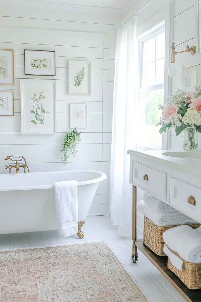 Vintage Boho Bathroom with Clawfoot Tub
