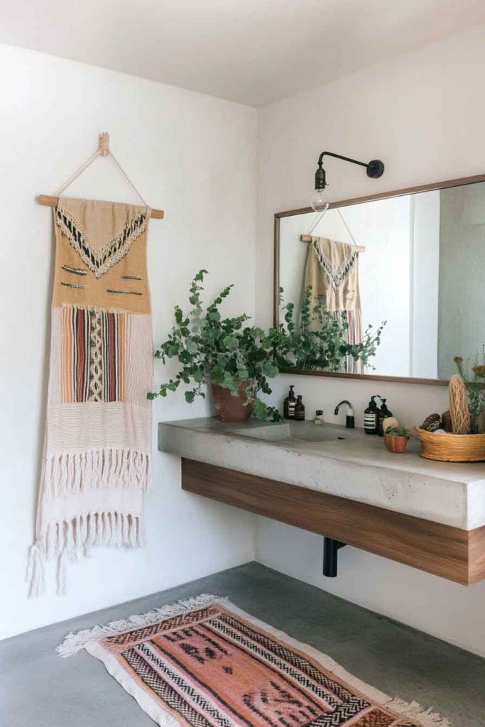 Modern Boho Bathroom with Concrete Elements