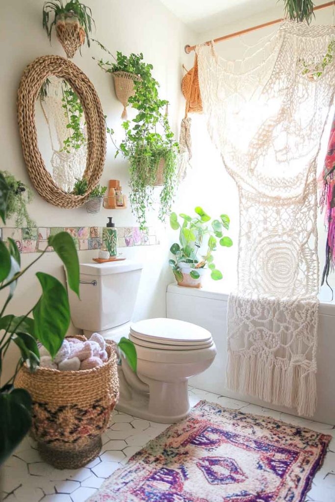 Student Budget Boho Bathroom with DIY Touches