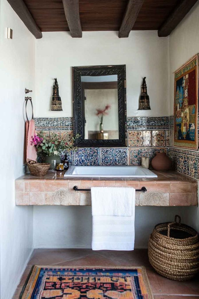Global Boho Bathroom with Worldwide Treasures
