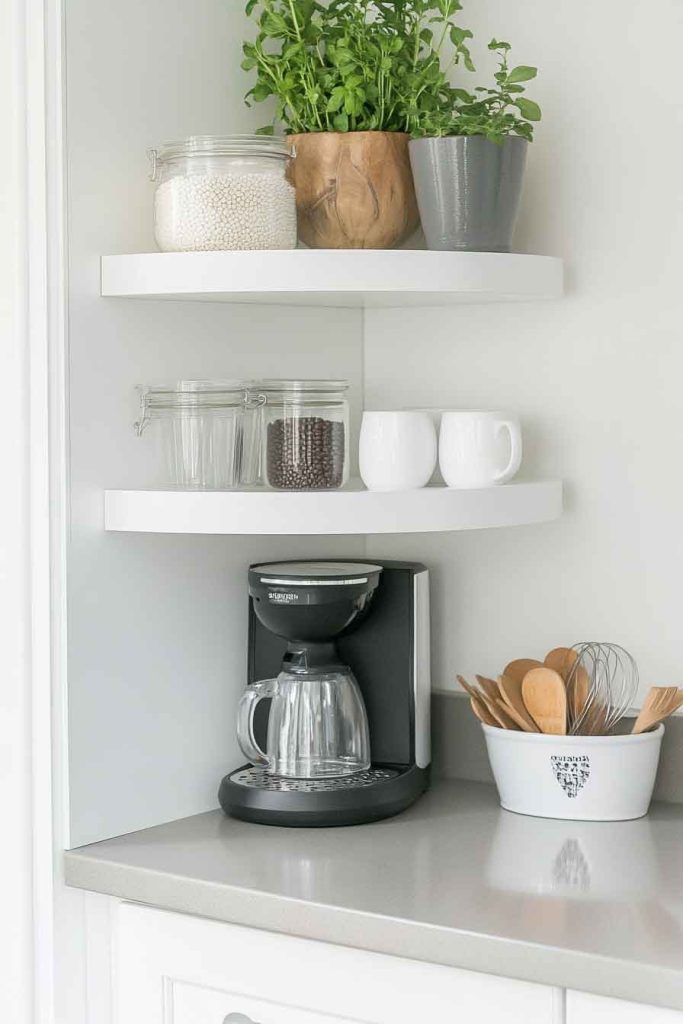Compact Corner Coffee Station for Small Spaces