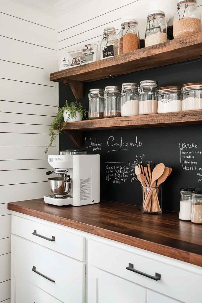 Coffee Station with Chalkboard Backsplash