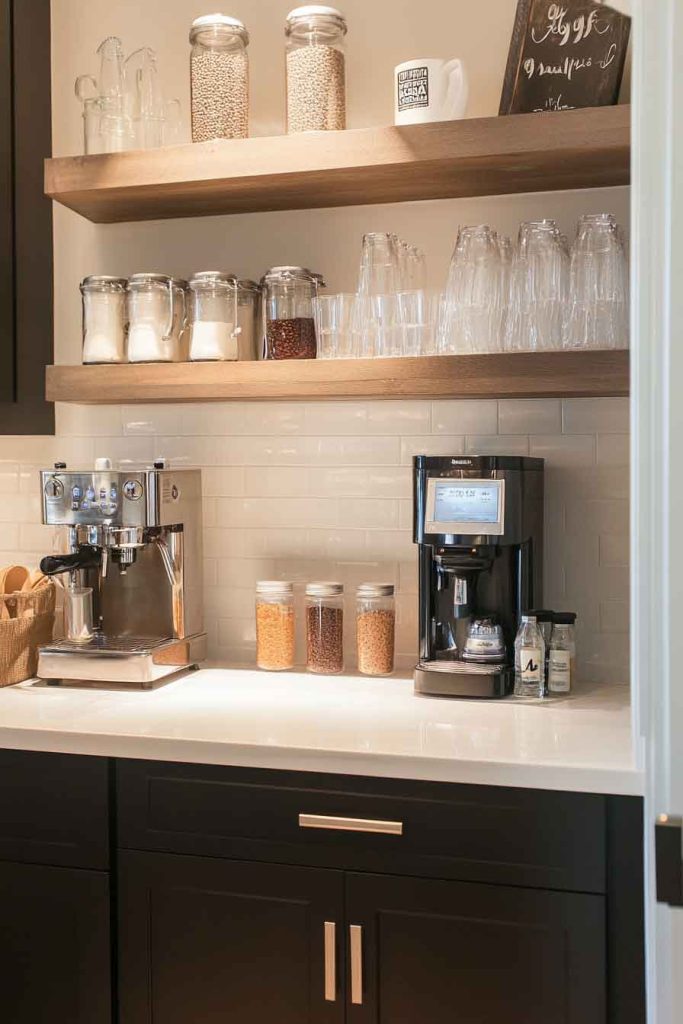 Coffee Station with Beverage Refrigerator