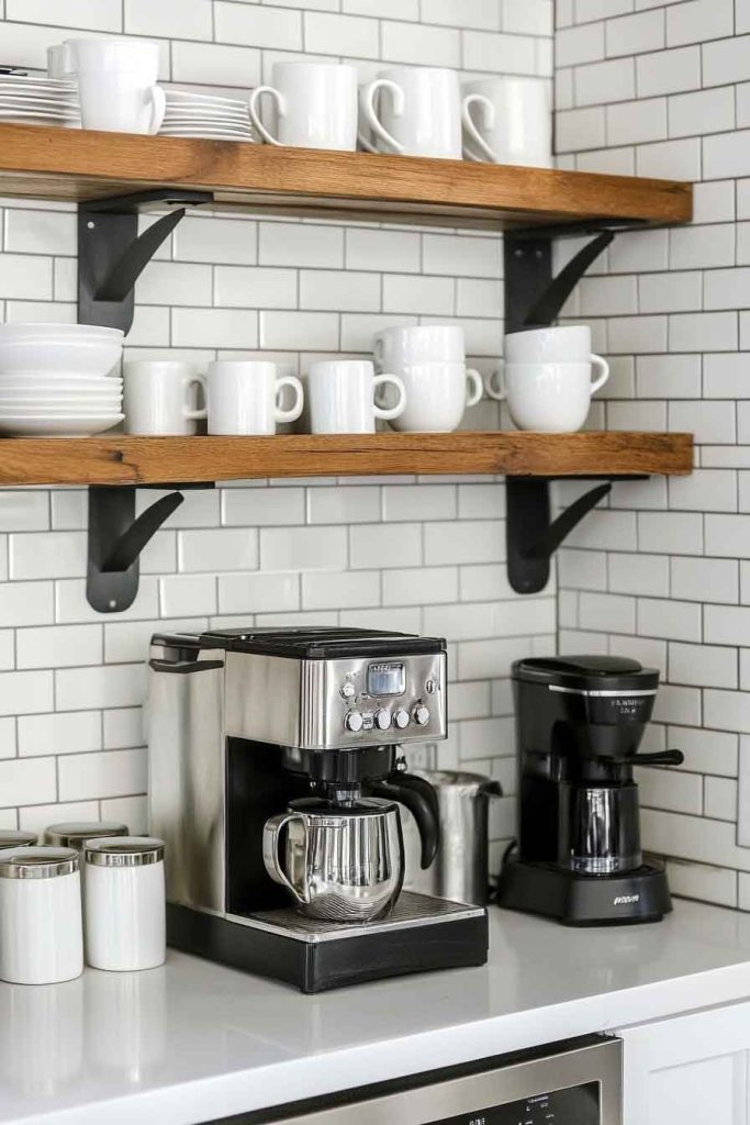 Coffee Station with Subway Tile Backsplash