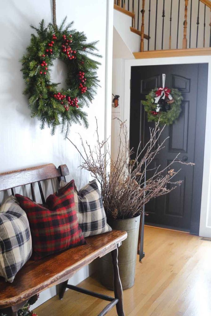 Traditional Entryway with Welcoming Wreaths