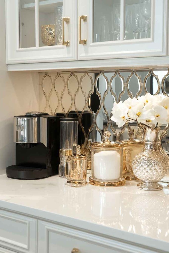 Coffee Station with Mirrored Backsplash