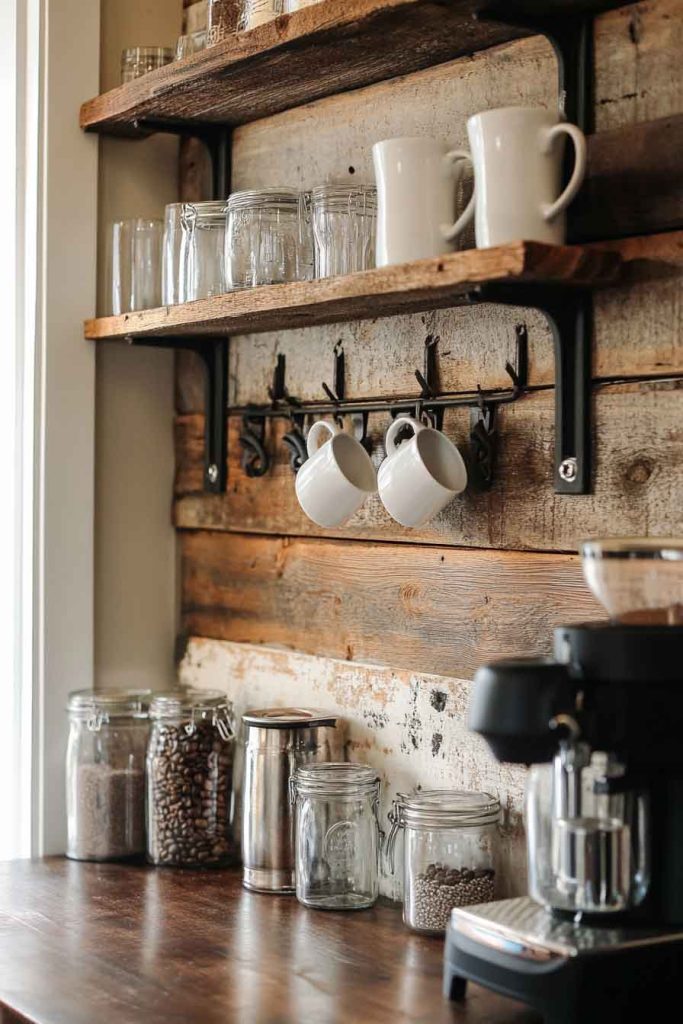 Coffee Station with Reclaimed Barn Wood