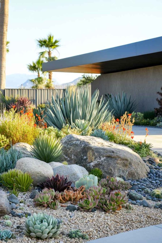 Desert-Inspired Xeriscape with Succulents
