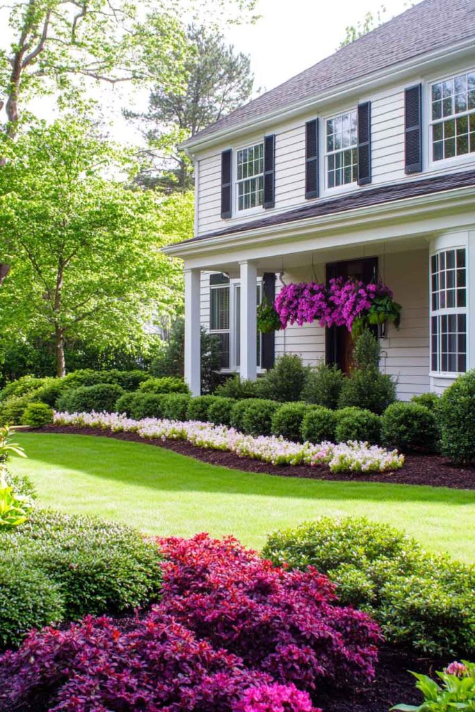 Traditional Front Yard with Foundation Plantings