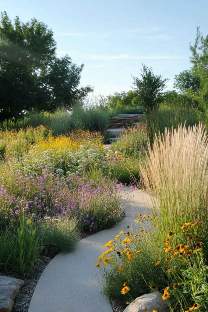 Prairie-Style Front Landscape with Native Grasses