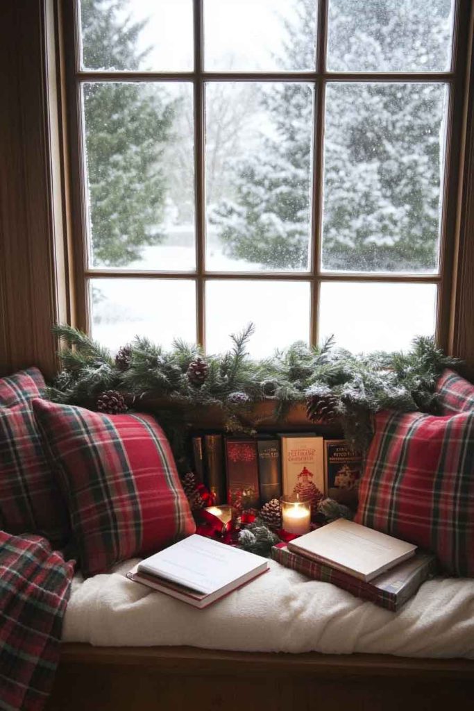 Charming Window Seat with Holiday Books