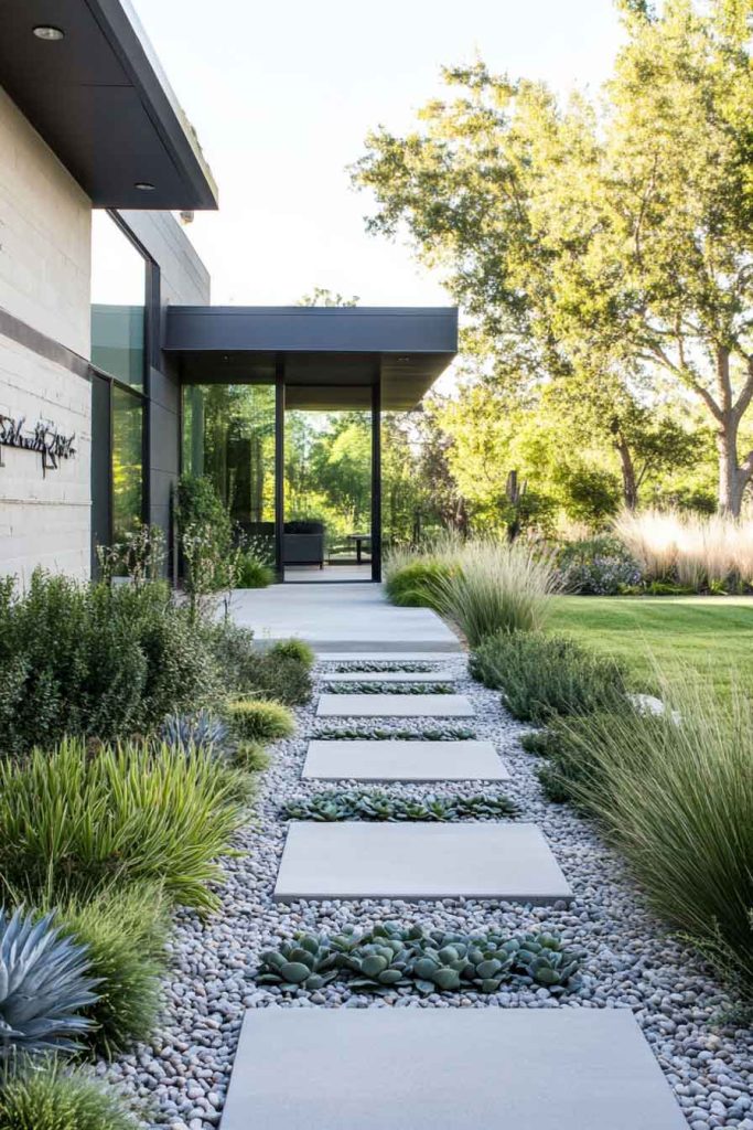 Contemporary Gravel Garden with Specimen Plants