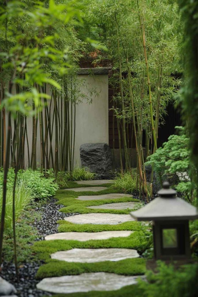 Asian-Inspired Front Entry with Bamboo