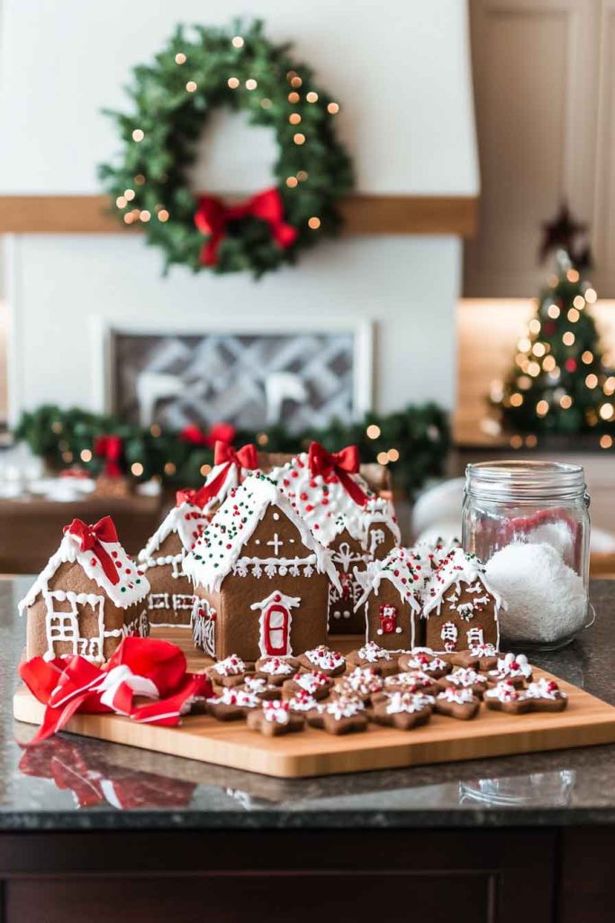 Kitchen Island with Gingerbread Display