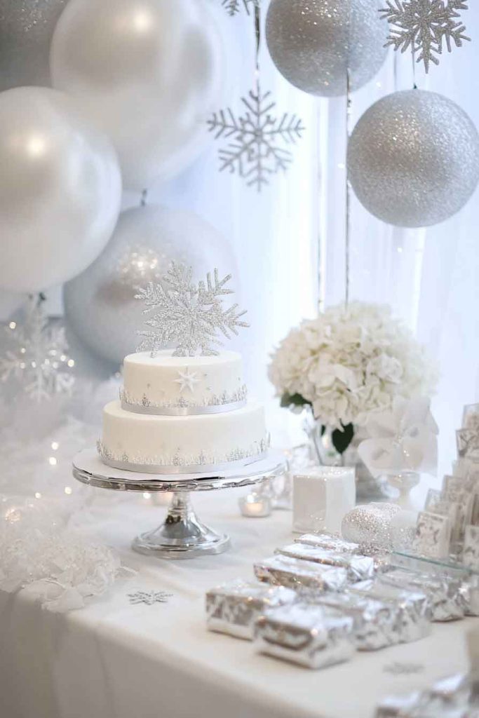 Winter Wonderland Baby Shower with Silver and White Decor