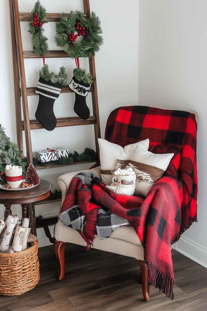 Cozy Corner with Plaid Armchair